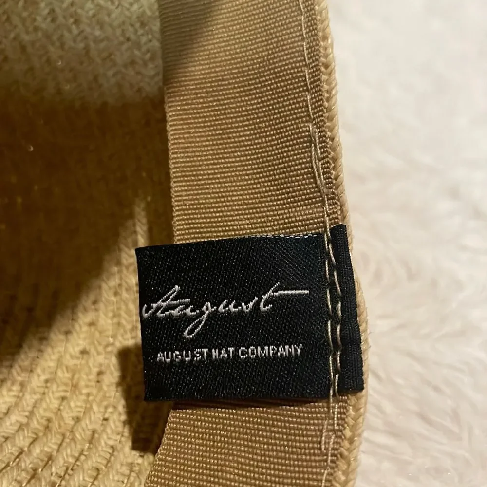 August Hat Company- Front Brim Sunhat Paper Tan Black Trim Beach Resort- O/S
